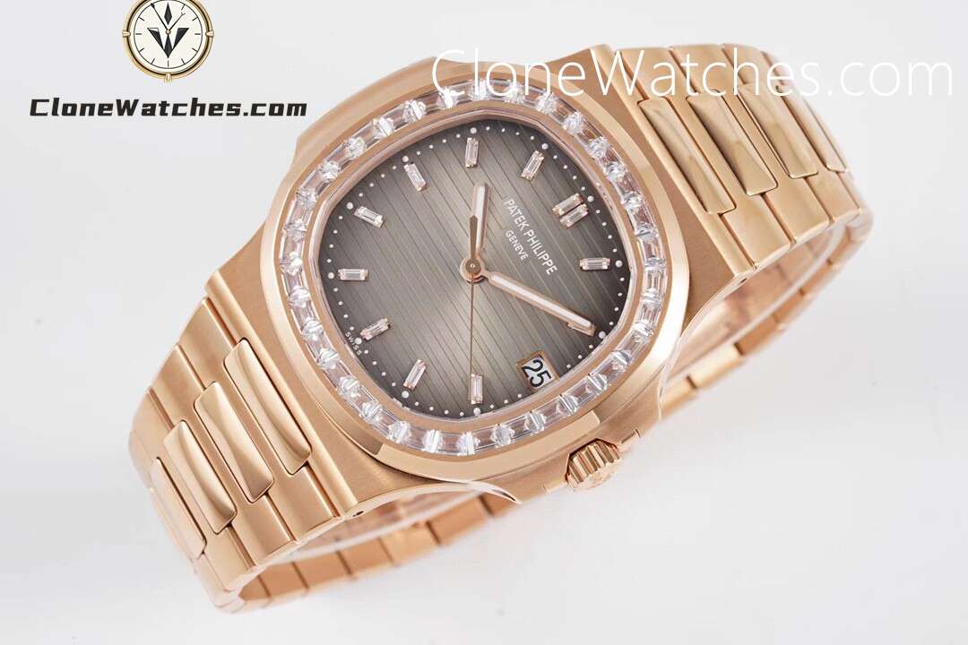 Patek Philippe Super Clone Watches 1:1 Nautilus 5711 Roles Gold Brown Dial Diamond Ladies Watch - Image 5