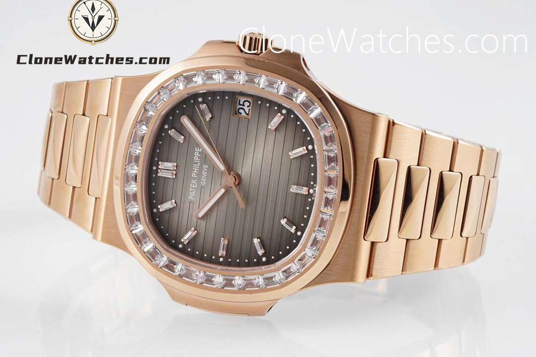 Patek Philippe Super Clone Watches 1:1 Nautilus 5711 Roles Gold Brown Dial Diamond Ladies Watch - Image 4