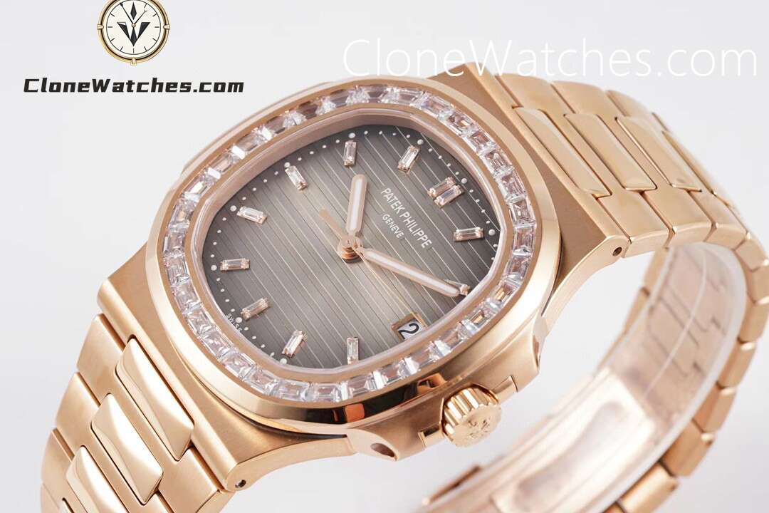 Patek Philippe Super Clone Watches 1:1 Nautilus 5711 Roles Gold Brown Dial Diamond Ladies Watch - Image 3