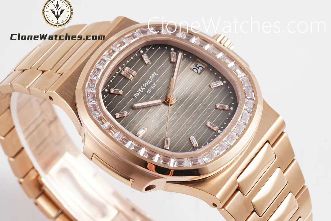 Patek Philippe Super Clone Watches 1:1 Nautilus 5711 Roles Gold Brown Dial Diamond Ladies Watch - Image 2