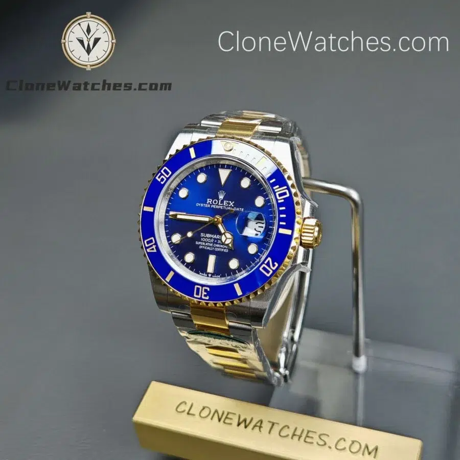 Super Clone Watches - Rolex Gold Blue  Submariner 126613LB