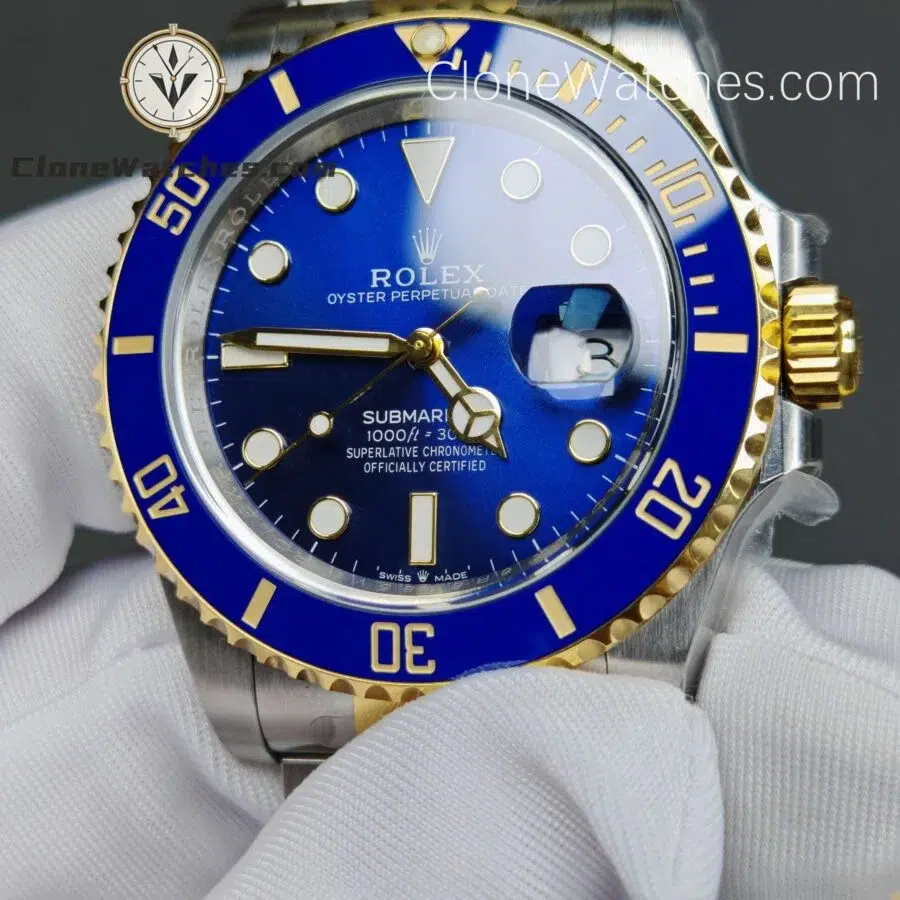 Super Clone Watches - Rolex Gold Blue  Submariner 126613LB