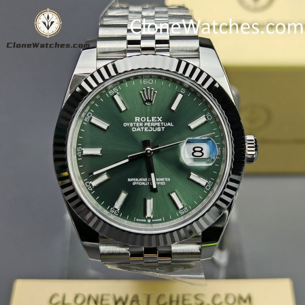 Rolex Super Clone Watches 1:1 DateJust Green Dial m126334-0028 Jubilee 41MM 3235 Movement