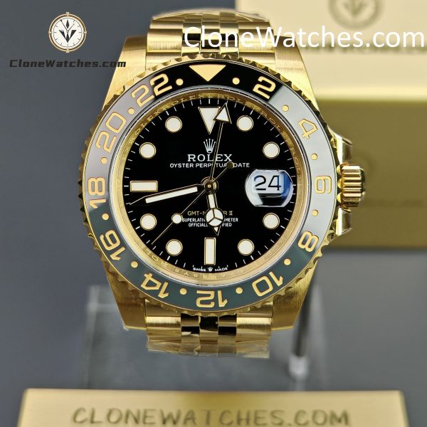 Rolex Super Clone Watches 1:1 GMT Master II 18k Gold m126718grnr Jubilee 3285 Movement