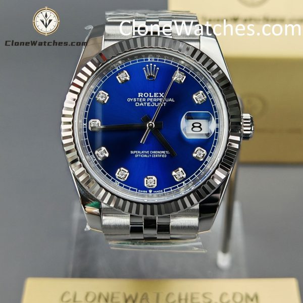 Rolex Super Clone Watches 1:1 DateJust Blue Diamond Dial Jubilee 41MM M126334 3235 Movement