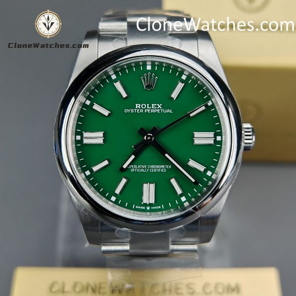 Rolex Super Clone Watches 1:1 Oyster Perpetual Green Dial 41mm M124300 3230 Movement