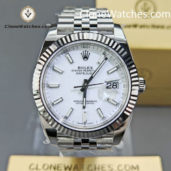Rolex Super Clone Watches 1:1 DateJust White Dial m126334-0010 Jubilee 41MM 3235 Movement
