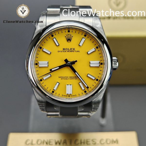 Rolex Super Clone Watches 1:1 Oyster Perpetual Yellow Dial 41mmm124300-0004 3230 Movement