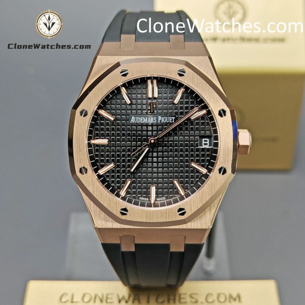 Audemars Piguet Super Clone Watches 1:1 Royal Oak Rose Gold 15500 Black Dial