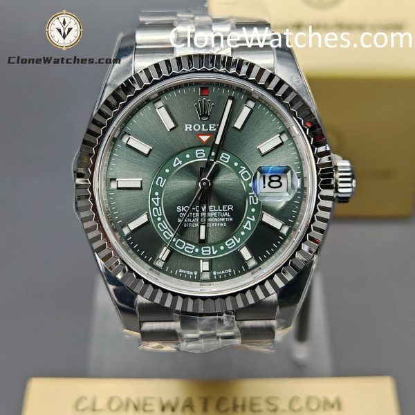 Super Clone Watches – Rolex Sky-Dweller Green Dial  M336934 – Jubilee