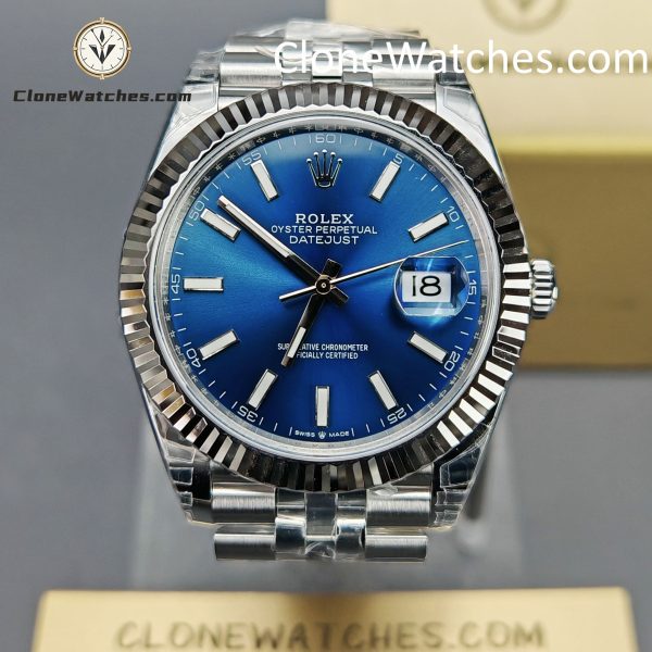Rolex Super Clone Watches 1:1 DateJust Blue Dial M126334 Jubilee 41MM 3235 Movement