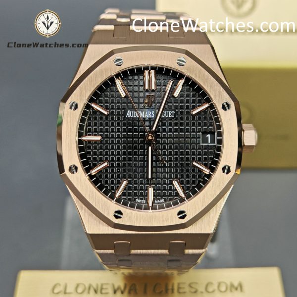 Audemars Piguet Super Clone Watches 1:1 Royal Oak Rose Gold 15500 Black Dial