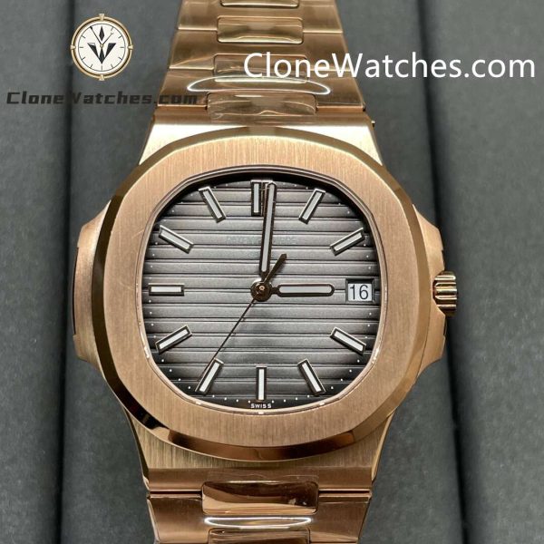 Super Clone Watches - Patek Philippe 1:1 Nautilus 5711 Grey Dial 18K Rose Gold
