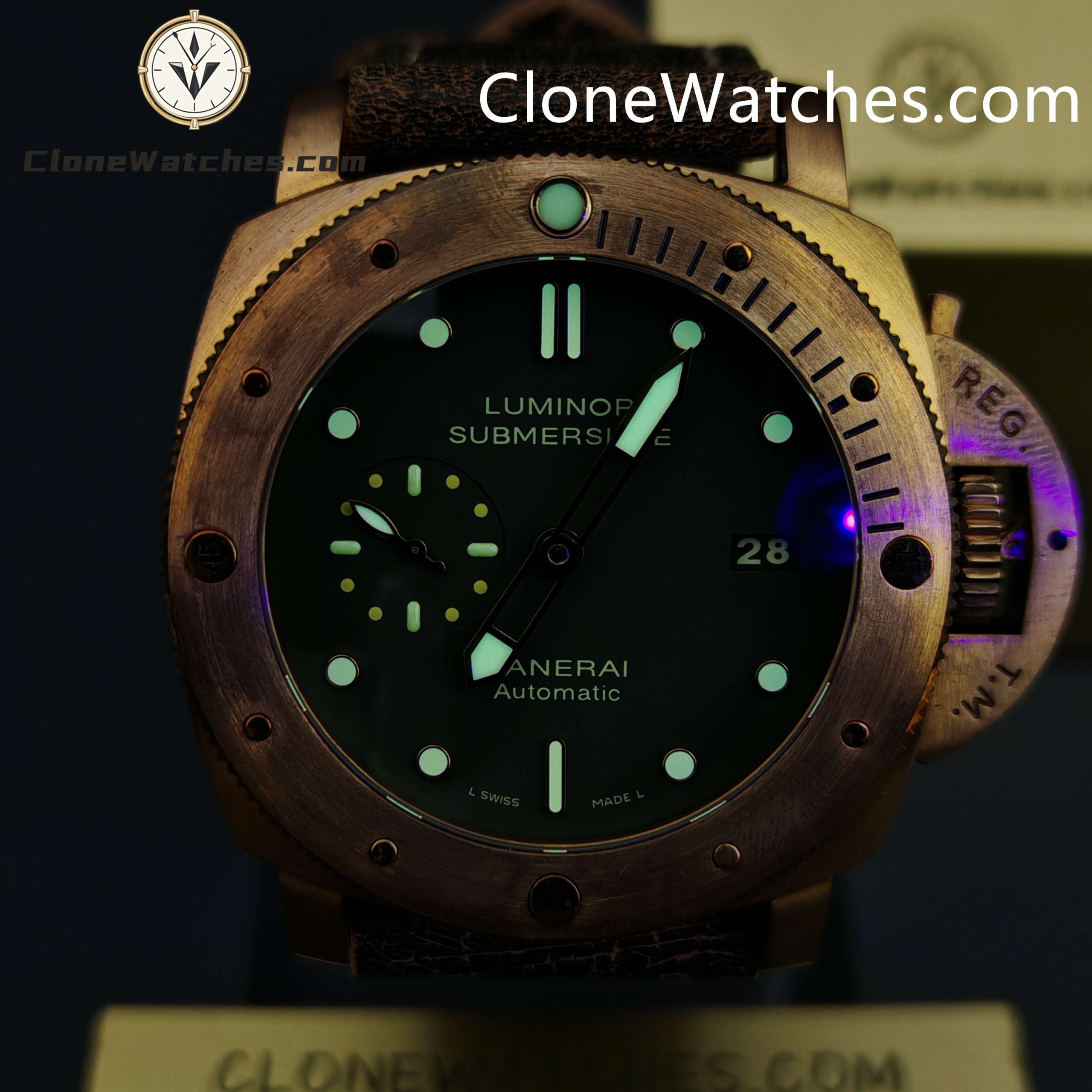 Panerai Super Clone Watches 1:1 Submersible 1950 3 Days Automatic Bronzo PAM00382 - Image 2