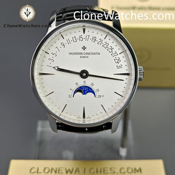 Vacheron Constantin Super Clone Watches 1:1 Patrimony Moon Phase Retrograde Date 4010U/000G-B330 White Dial