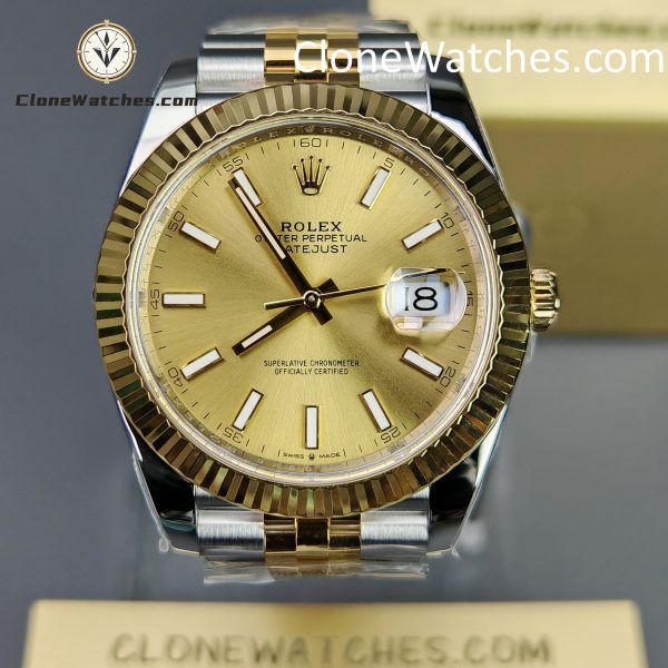 Rolex Super Clone Watches 1:1 DateJust Gold Dial 126333 - 0010 Jubilee 41MM 3235 Movement