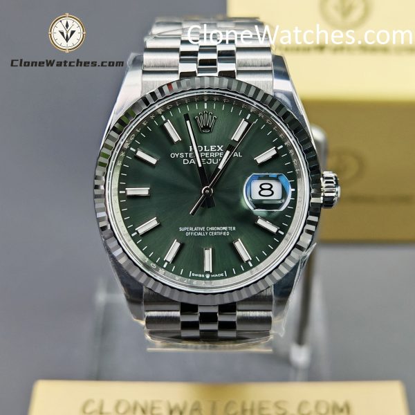 Rolex Super Clone Watches 1:1 DateJust M126234 – 0051 Green Dial Jubilee 36MM 3235 Movement