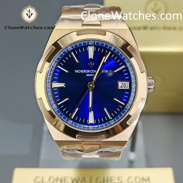 Vacheron Constantin Super Clone Watches 1:1 Overseas Rose Gold 4500V/210R-B705 Blue Dial