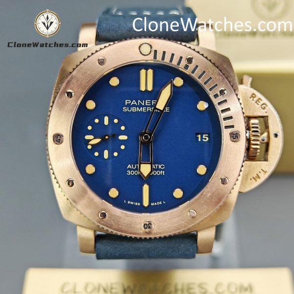 Panerai Super Clone Watches 1:1 Submersible Bronzo PAM01074 Blue Dial