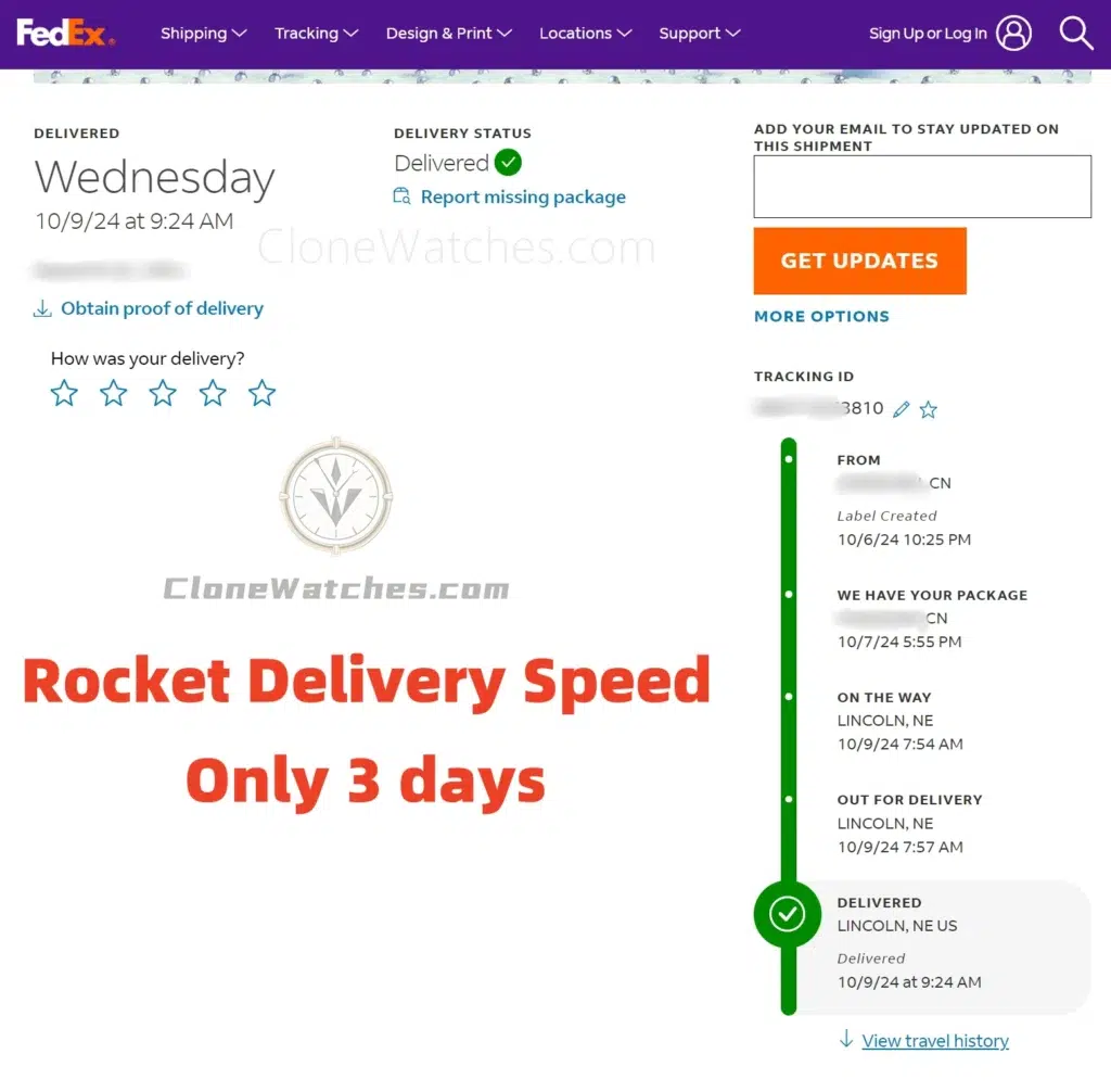 CloneWatches FedEx Priority Shipping