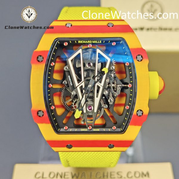 Richard Mille Super Clone Watches 1:1 RM 027 - 03 Tourbillon Rafael Nadal Yellow Strap