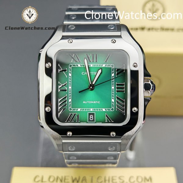Cartier Super Clone Watches 1:1 Santos Series Gradient Green Dial 39.8MM WSSA0062