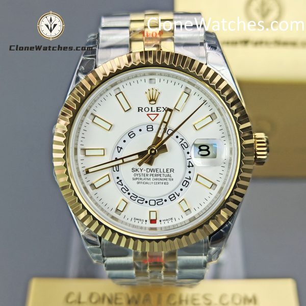 Rolex Super Clone Watches 1:1 Sky Dweller White Dial Jubilee m336933-0006 42MM