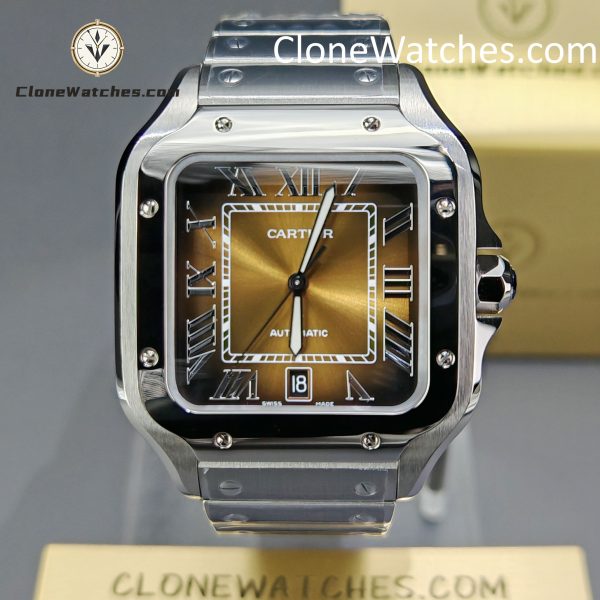 Cartier Super Clone Watches 1:1 Santos Series Gradient Brown Dial 39.8MM WSSA0064