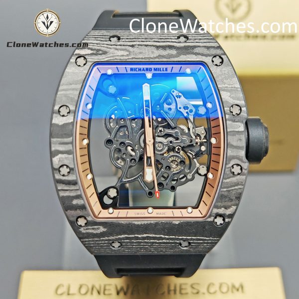 Richard Mille Super Clone Watches 1:1 RM 055 -2 NTPT Tourbillon 42.7MM Black Strap