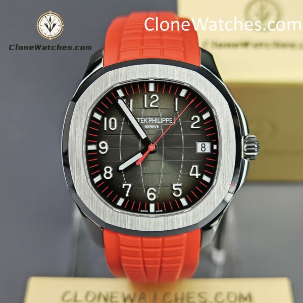 Patek Philippe Super Clone Watches 1:1 Aquanaut 5167 Black Dial 40mm Red Strap Special Edition