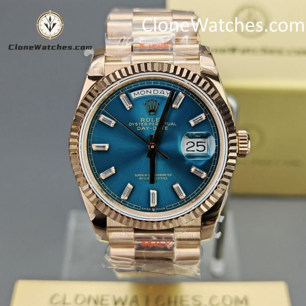 Rolex Super Clone Watches 1:1 Day Date Rose Gold Turquoise Dial 36mm m128235-0085 3255 Movement