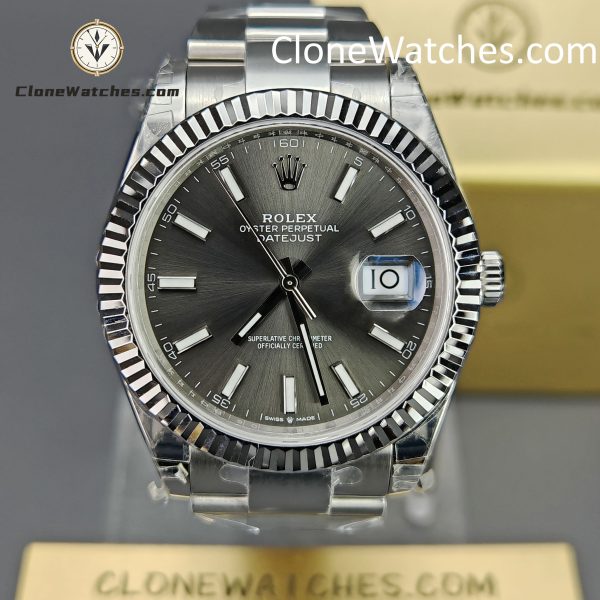 Rolex Super Clone Watches 1:1 DateJust Gray Dial m126334-0013 Oyster 41MM 3235 Movement