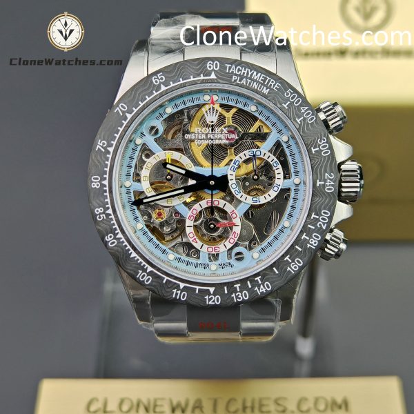Modified Super Clone Watches 1:1 Sonic Rolex Daytona Skeleton Dial 4130 Movement