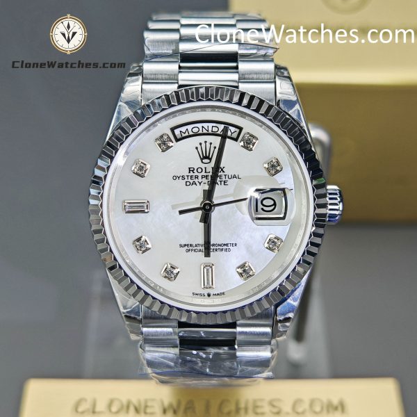 Rolex Super Clone Watches 1:1 Day Date Mother of Pearl Diamond Dial 36 mm m128239 - 0007 3255 Movement