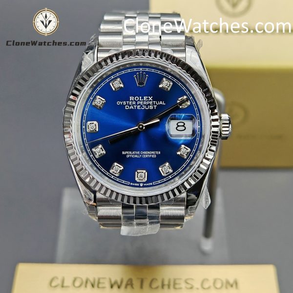 Rolex Super Clone Watches 1:1 DateJust Blue Diamond Dial Jubilee 36MM M126234 – 0037 3235 Movement