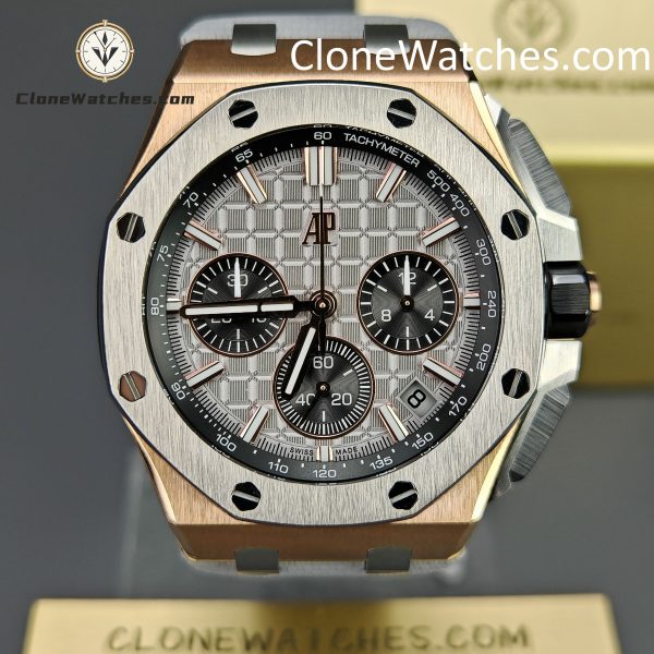 Audemars Piguet Super Clone Watches 1:1 Royal Oak Offshore Rose Gold Gray Dial 26420 Selfwinding Chronograph