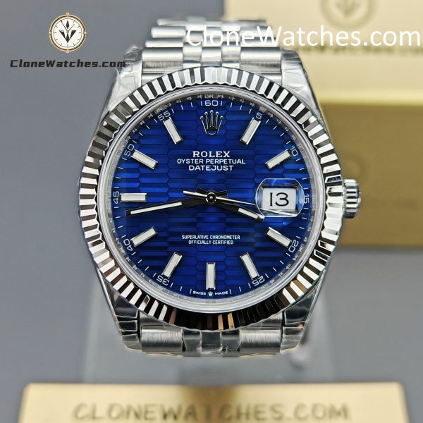 Rolex Super Clone Watches 1:1 DateJust Water Ripple Blue Dial m126334-0032 Jubilee 41MM 3235 Movement