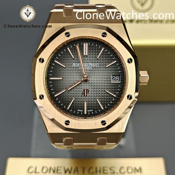 Audemars Piguet Super Clone Watches 1:1 Royal Oak"Jumbo" Extra-Thin "50th Anniversary" 16202 Smoked Grey Dial 39MM