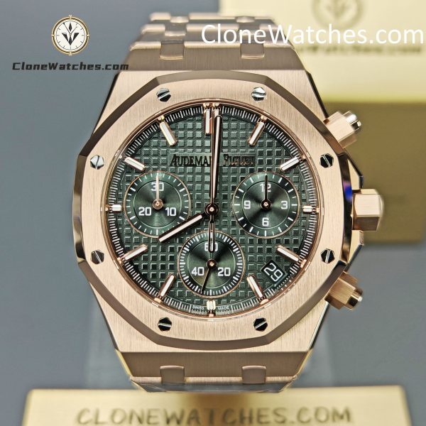 Super Clone Watches – Audemars Piguet   Rose Gold 26240 Green Dial