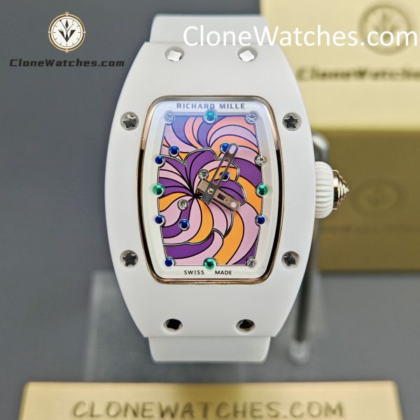Richard Mille Super Clone Watches 1:1 RM 07 - 01 White Ceramic Marshmallow Dial White Strap
