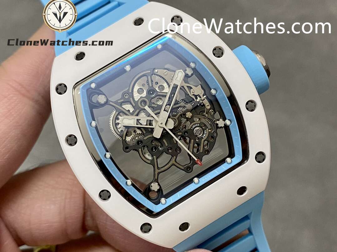 Richard Mille Super Clone Watches 1:1 RM 055 Ceramics Tourbillon Blue Strap - Image 2