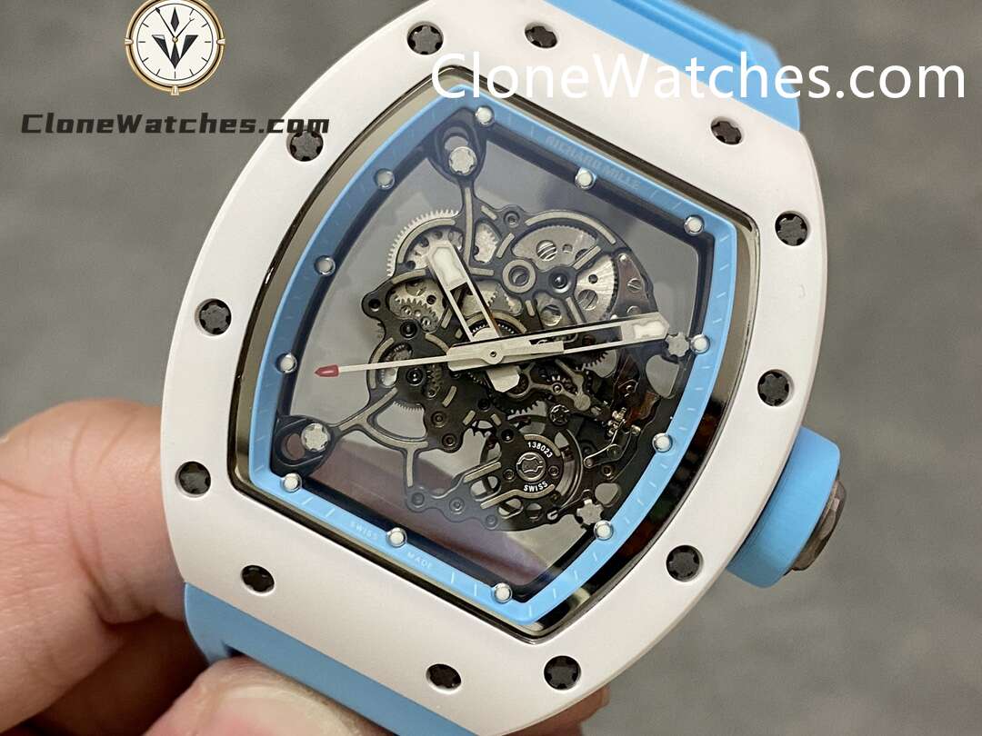 Richard Mille Super Clone Watches 1:1 RM 055 Ceramics Tourbillon Blue Strap - Image 3
