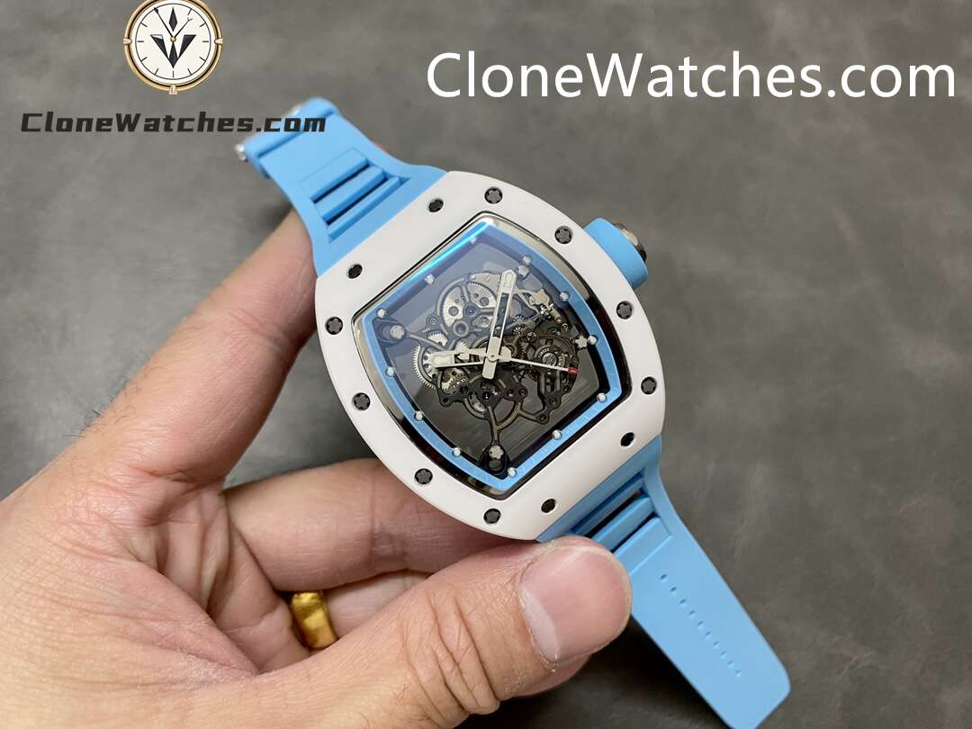 Richard Mille Super Clone Watches 1:1 RM 055 Ceramics Tourbillon Blue Strap - Image 4