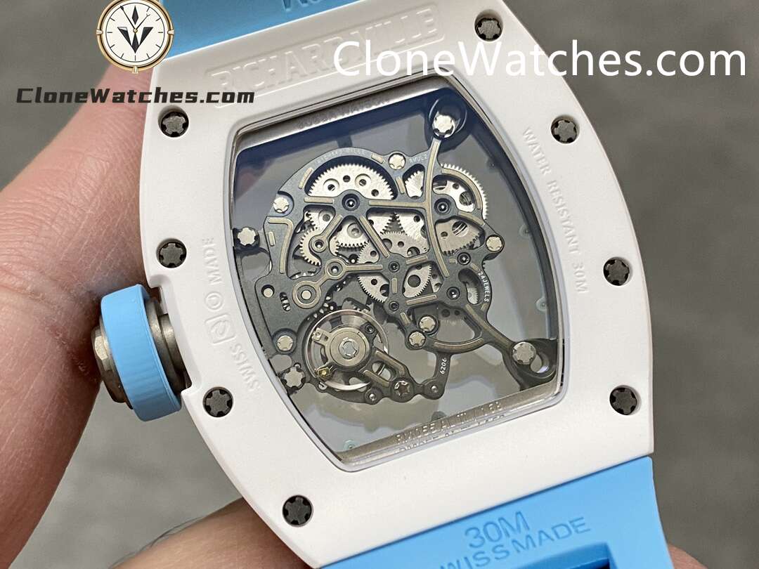Richard Mille Super Clone Watches 1:1 RM 055 Ceramics Tourbillon Blue Strap - Image 7
