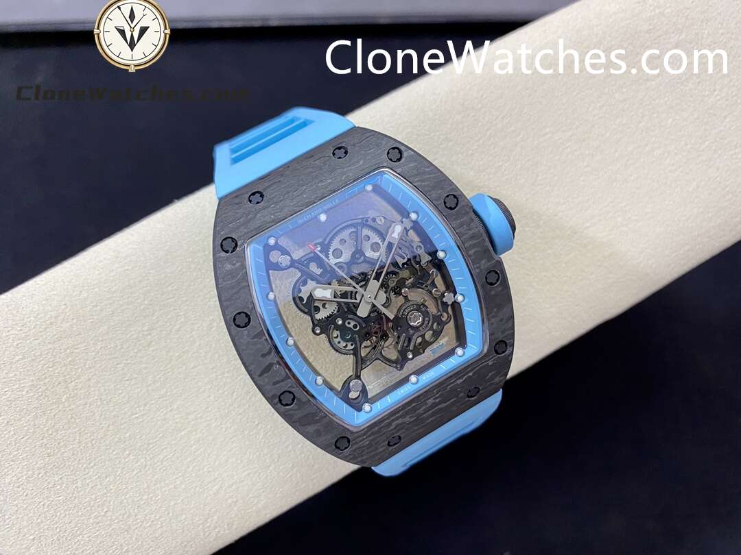 Richard Mille Super Clone Watches 1:1 RM 055 Carbon Tourbillon Blue Strap - Image 4