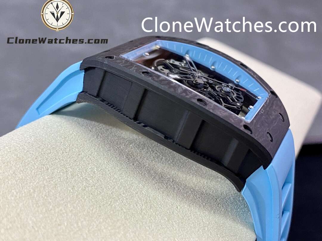 Richard Mille Super Clone Watches 1:1 RM 055 Carbon Tourbillon Blue Strap - Image 6