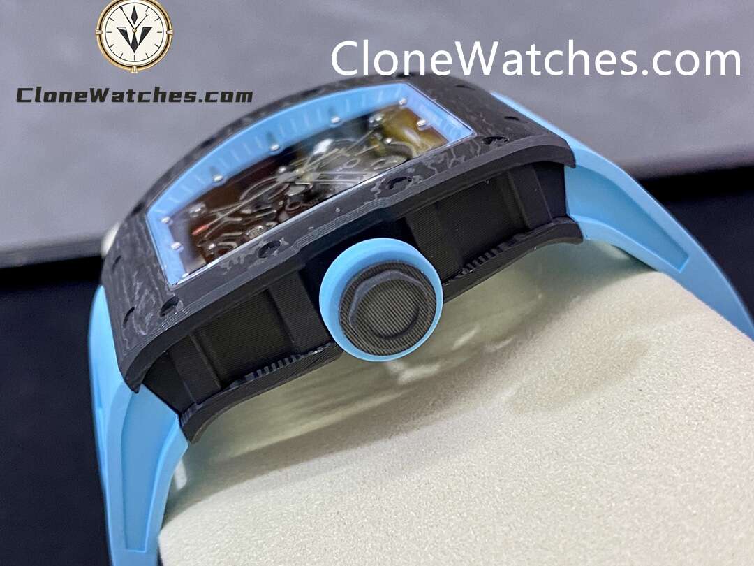 Richard Mille Super Clone Watches 1:1 RM 055 Carbon Tourbillon Blue Strap - Image 5