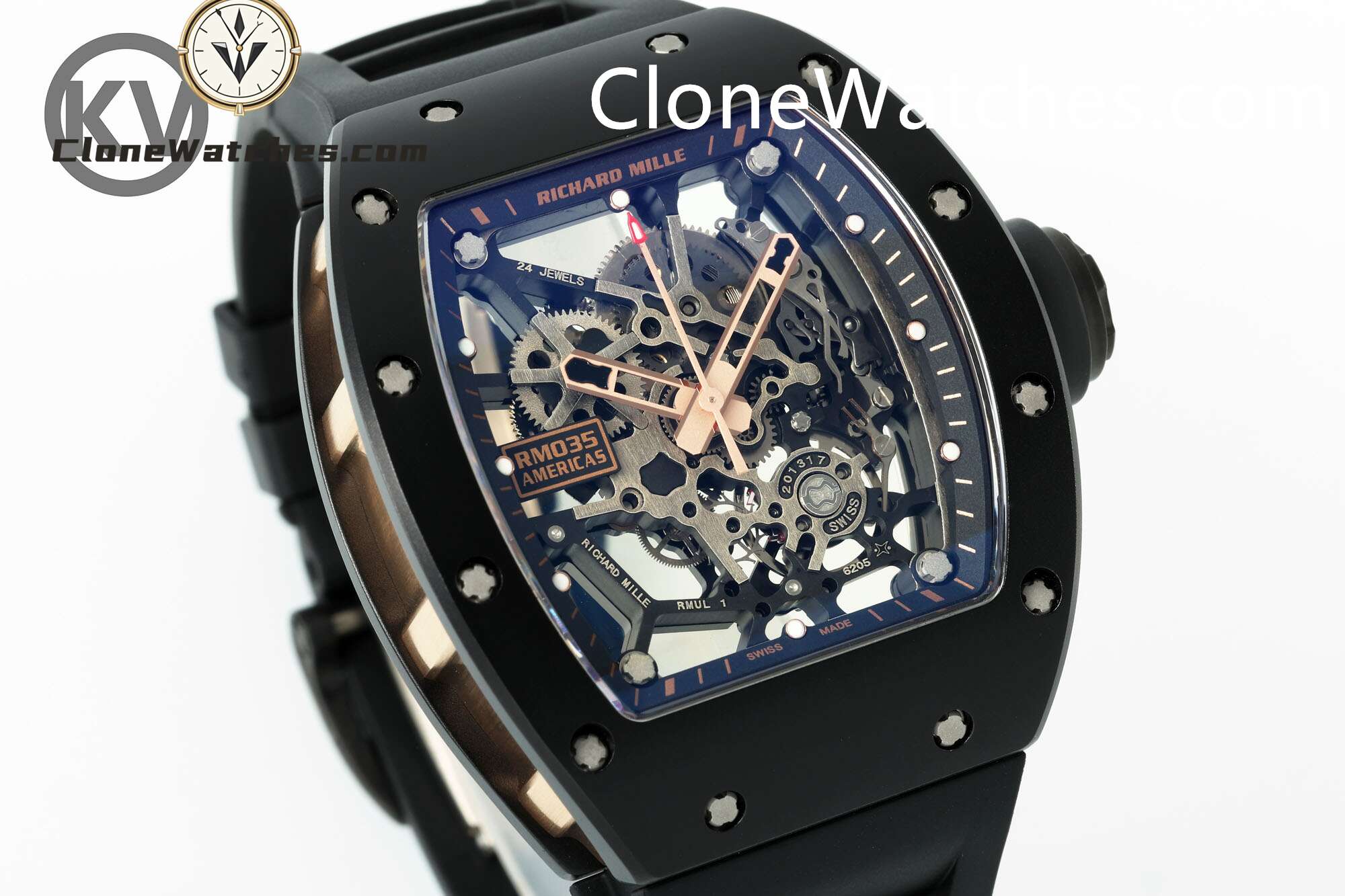 Richard Mille Super Clone Watches 1:1 RM 035 Black Ceramic Skeleton Dial "Americas Black Toro" - Image 2