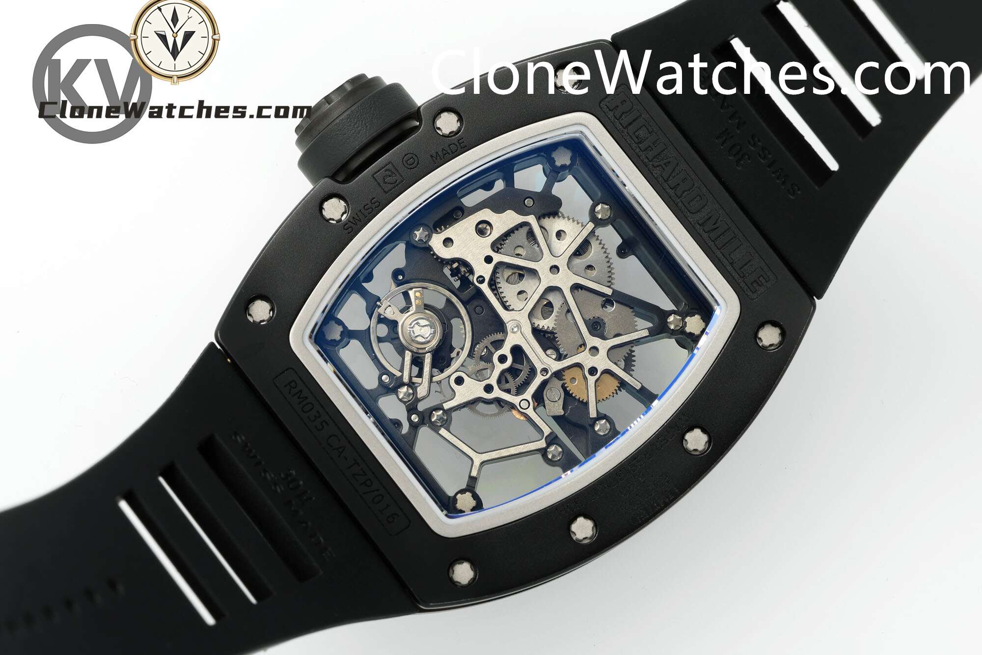 Richard Mille Super Clone Watches 1:1 RM 035 Black Ceramic Skeleton Dial "Americas Black Toro" - Image 8