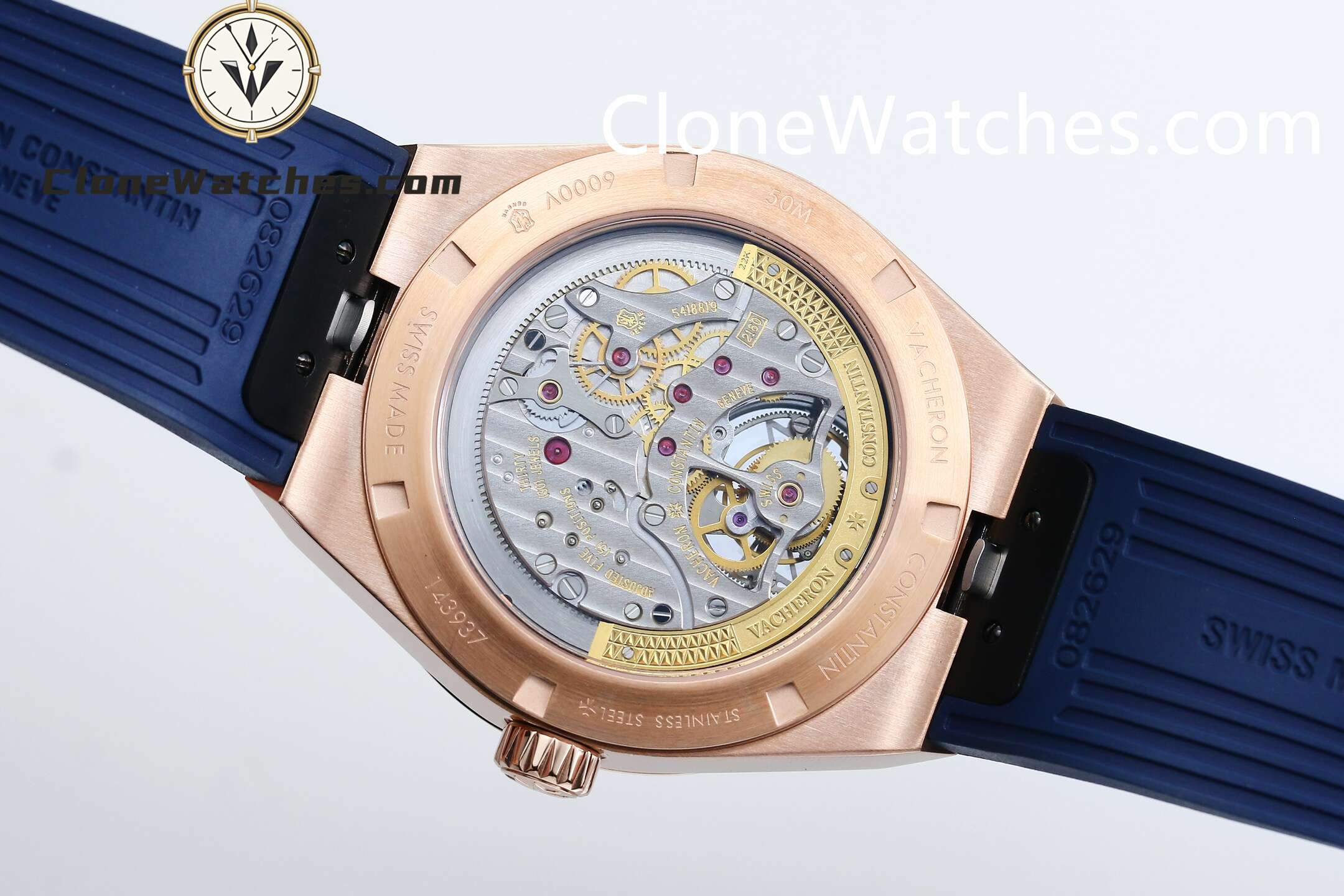 Vacheron Constantin Super Clone Watches 1:1 Overseas Rose Gold Tourbillon 6000V/210R-B733 42.5MM Rubber Strap - Image 7
